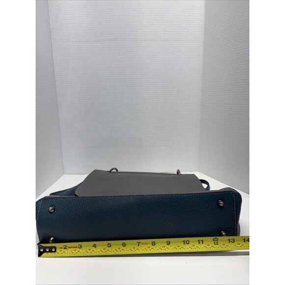 Krole Italian Leather Satchel Gray Teal Crossbody Convertible Made in Italy - Picture 14 of 16